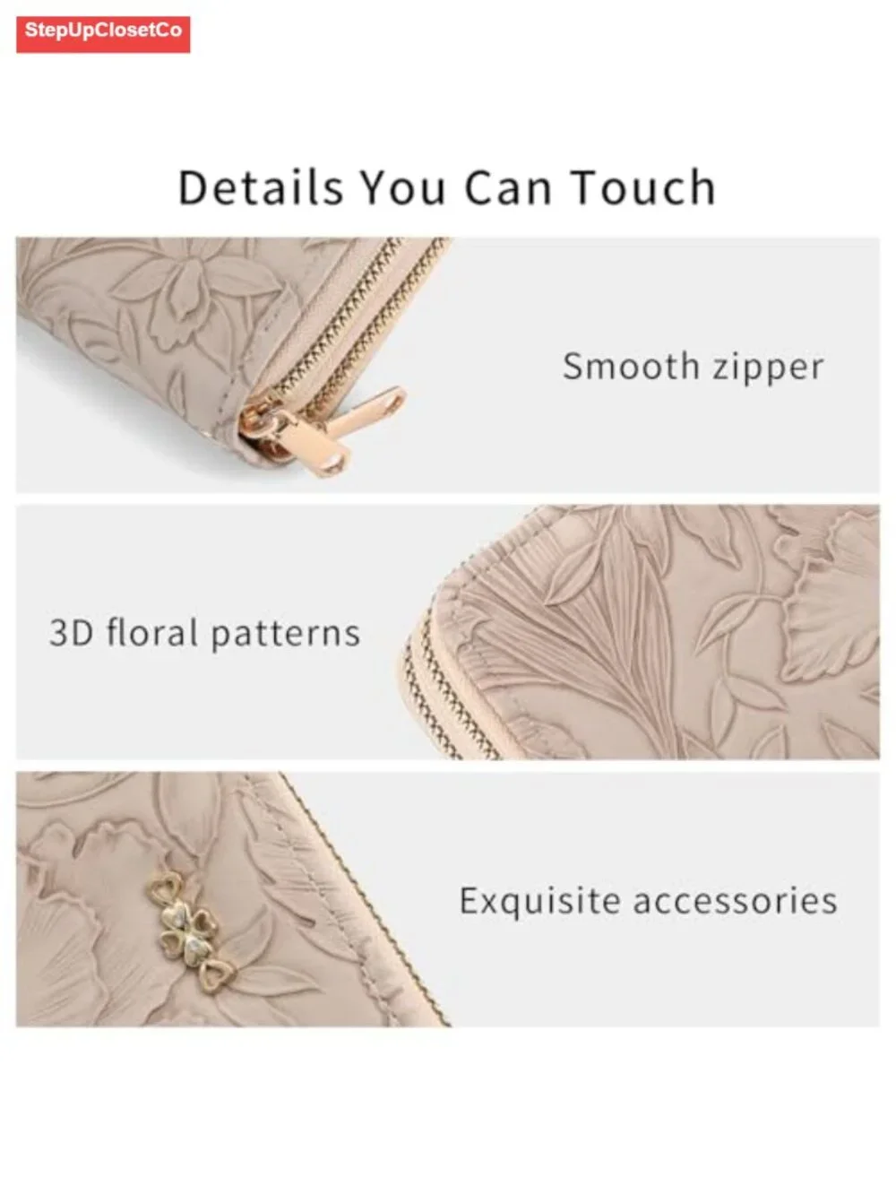 RFID Blocking PU Leather Wristlet Wallet with Detachable Strap Double Zipper